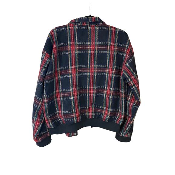 La Miel Plaid Bomber Jacket Large Multicolor Button Front Pockets Retro Grunge - Picture 6 of 9